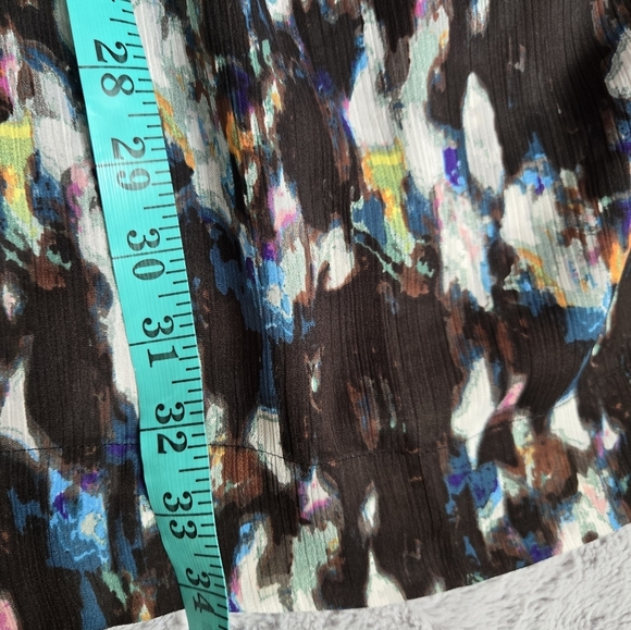 RACHEL ROY Watercolour Patterned Semi Sheer Lightweight Belted Dress. Size M - Picture 12 of 13